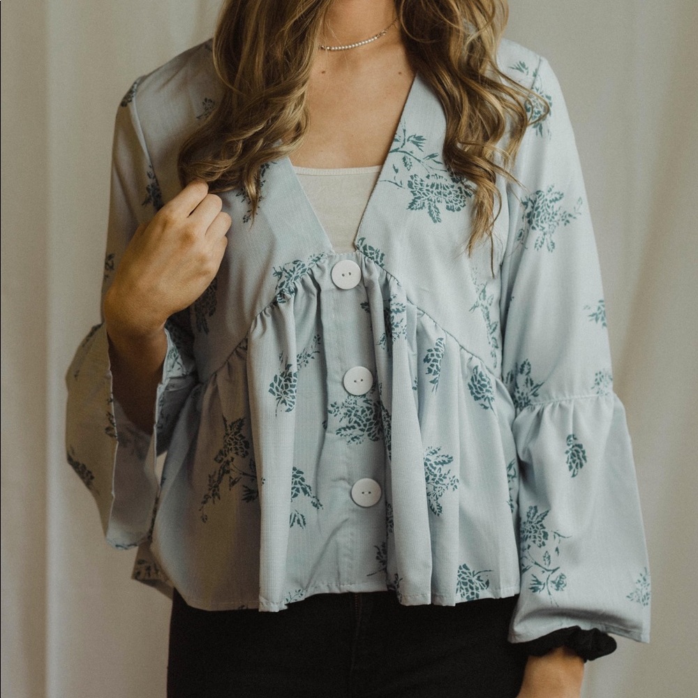 Blue Bell Sleeve Blouse
